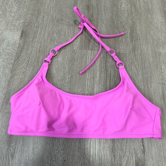 NWT Aerie Scoop Hot Pink Bikini Bathing Suit Swim Top Women’s Size Small - Picture 1 of 7